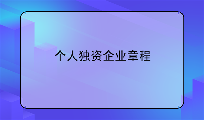 个人独资企业章程