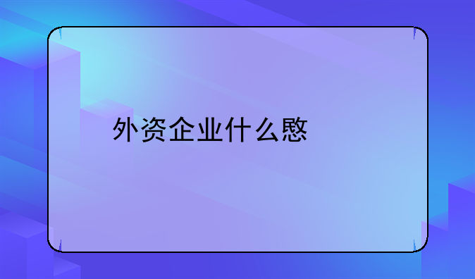 外资企业什么意思