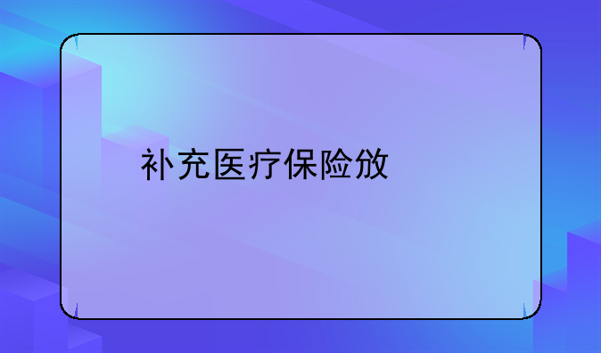 补充医疗保险政策