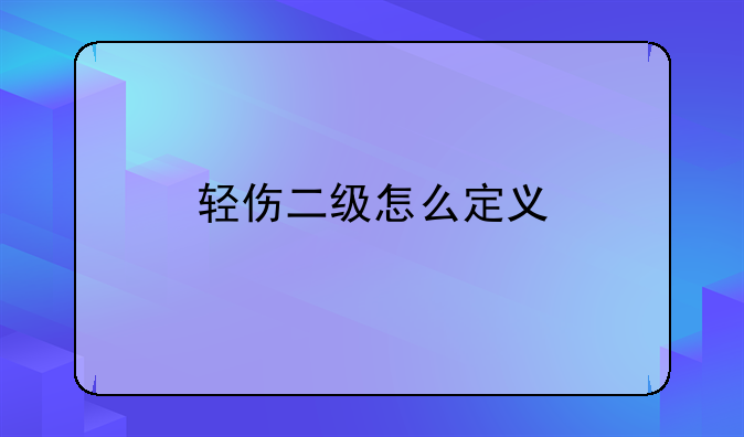 轻伤二级怎么定义