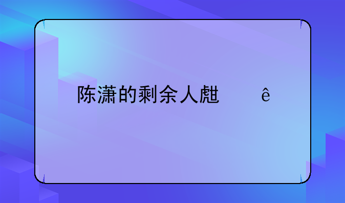 陈潇的剩余人生店