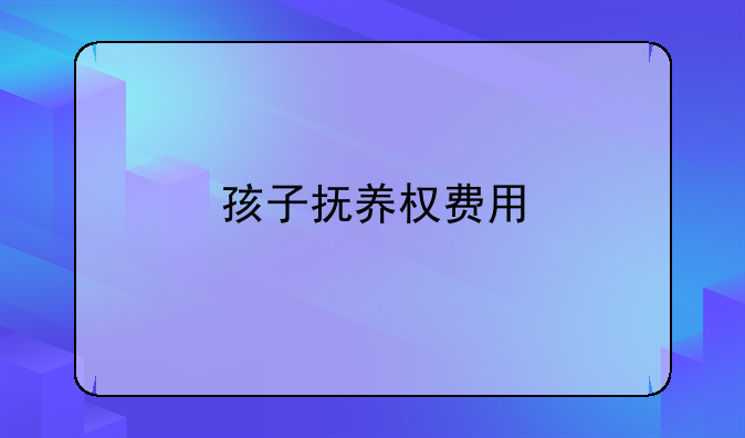孩子抚养权费用