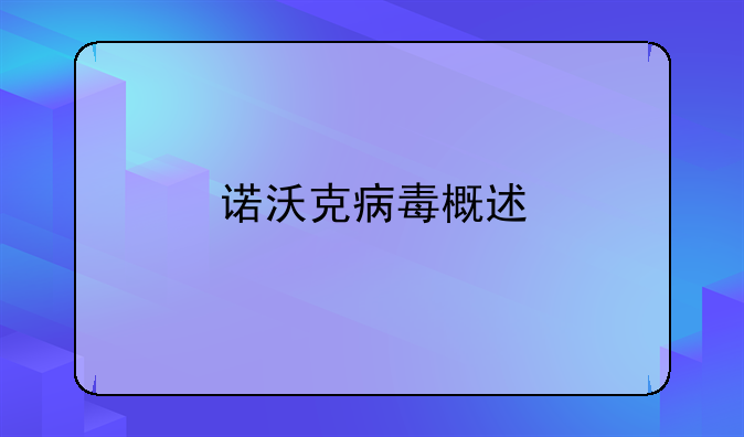 诺沃克病毒概述