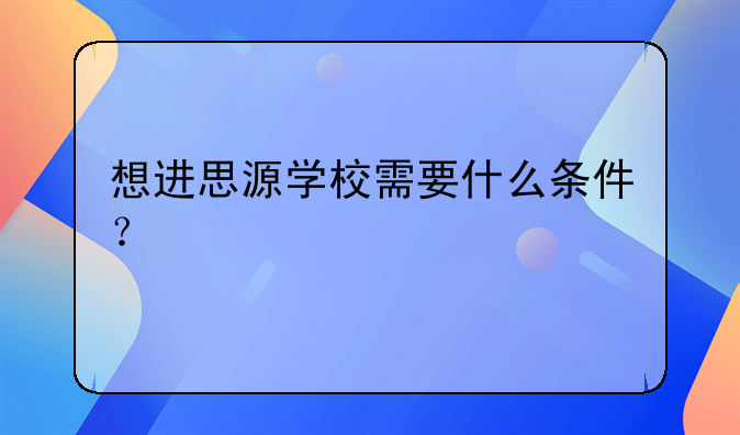 想进思源学校需要什么条件？