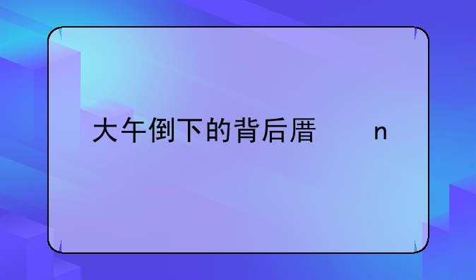 大午倒下的背后原因