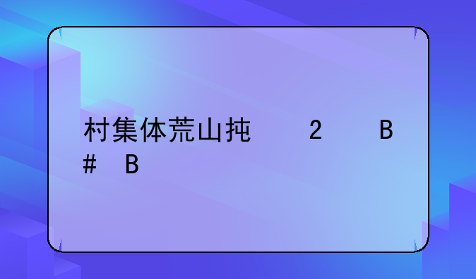 村集体荒山承包合同
