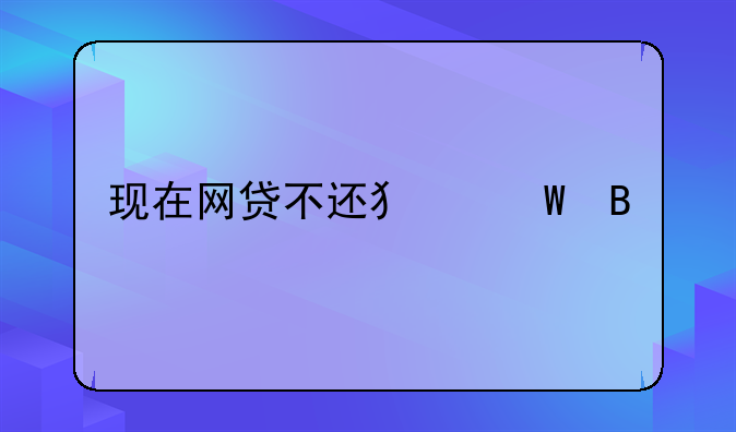 现在网贷不还犯法吗