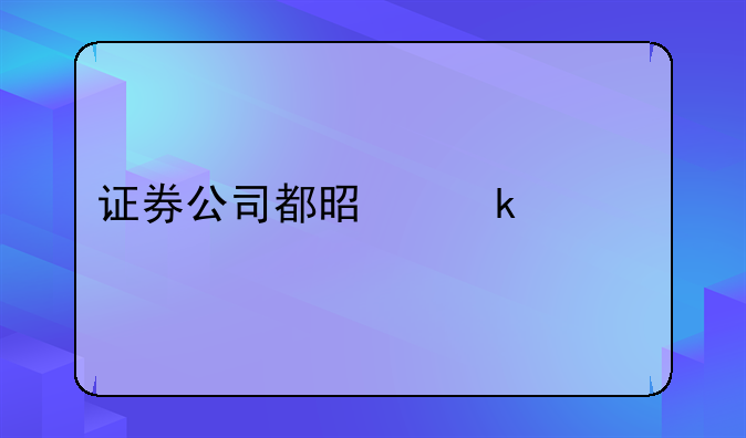 证券公司都是做什么