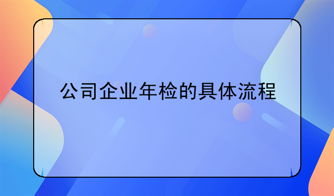 公司企业年检的具体流程