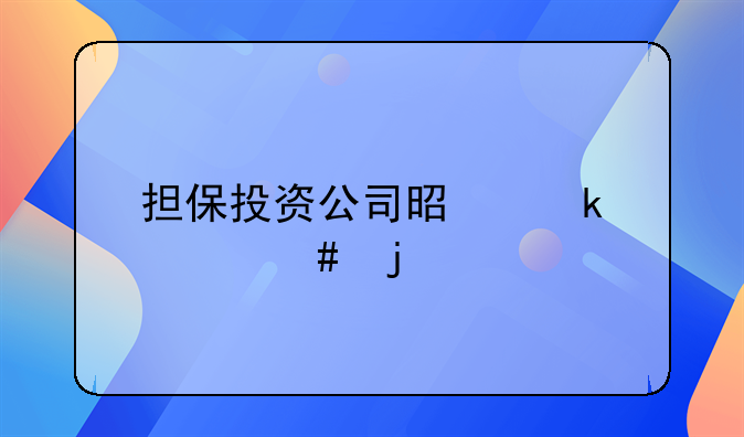 担保投资公司是做什么的