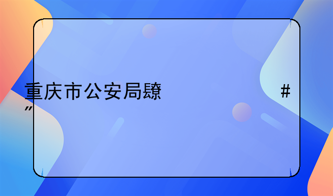 重庆市公安局长什么级别