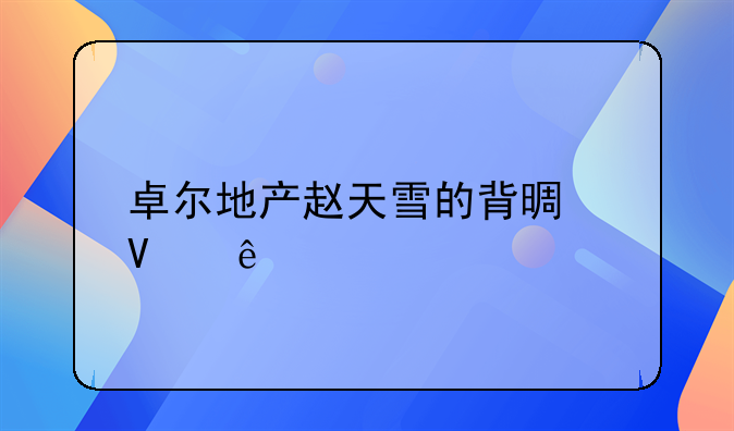 卓尔地产赵天雪的背景故事