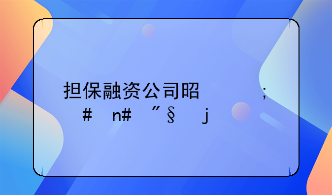担保融资公司是怎么盈利的
