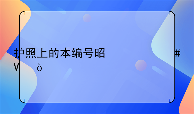 护照上的本编号是什么啊？