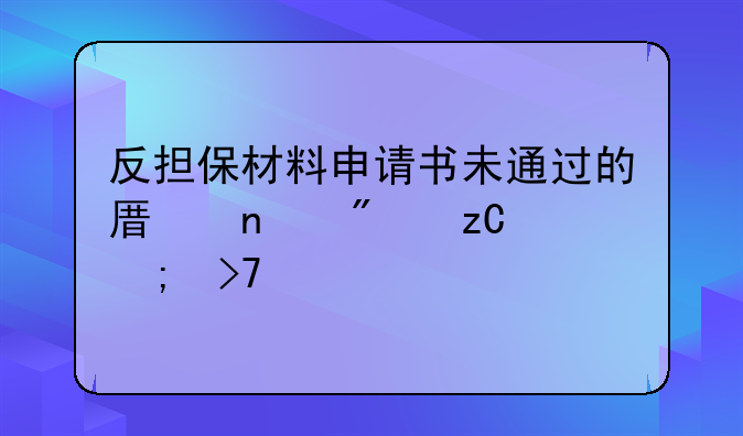 反担保材料申请书未通过的原因分析与反思