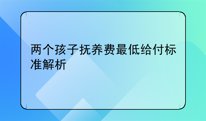 两个孩子抚养费最低给付标准解析