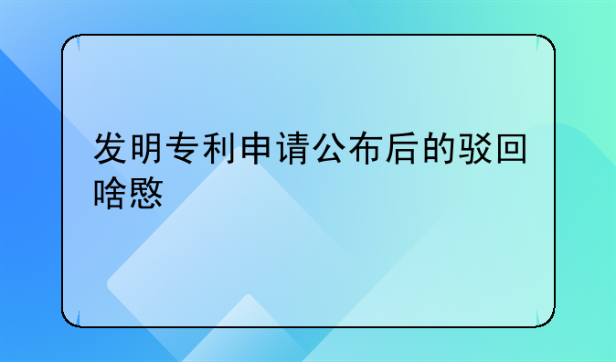 发明专利申请公布后的驳回啥意思