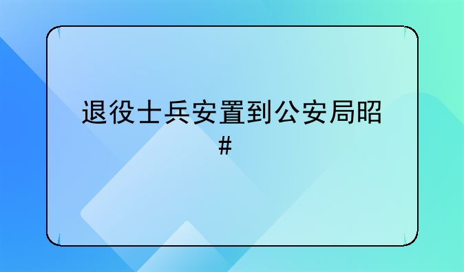 退役士兵安置到公安局是什么身份