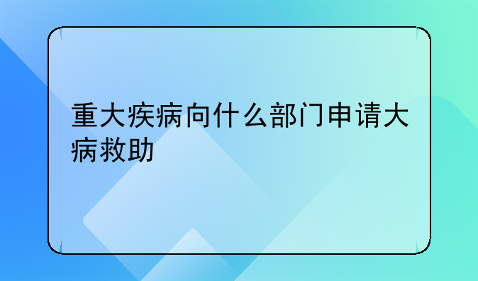 重大疾病向什么部门申请大病救助