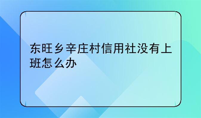 东旺乡辛庄村信用社没有上班怎么办