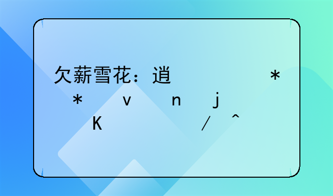 欠薪雪花：透视劳动权益的寒冬之痛