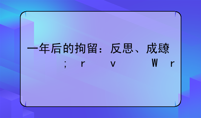 一年后的拘留：反思、成长与未来展望