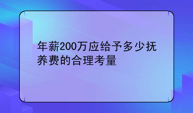 年薪200万应给予多少抚养费的合理考量