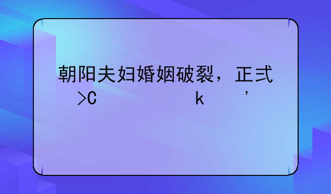 朝阳夫妇婚姻破裂，正式提起离婚诉讼