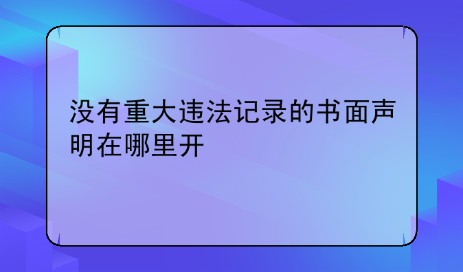 没有重大违法记录的书面声明在哪里开