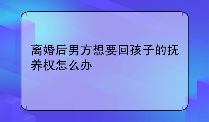 离婚后男方想要回孩子的抚养权怎么办