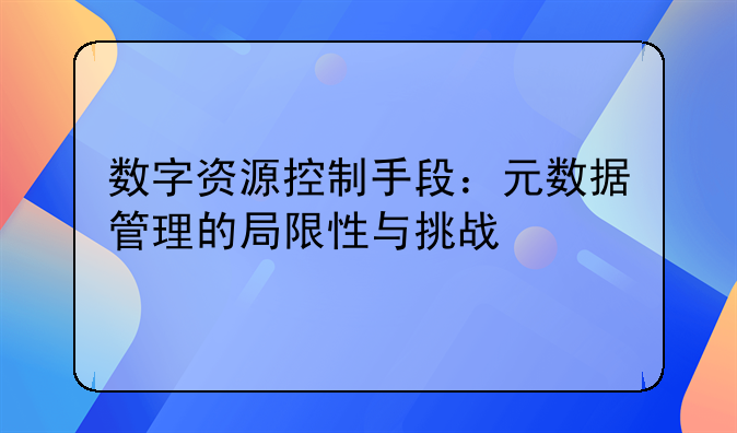 数字资源控制手段：元数据管理的局限性与挑战