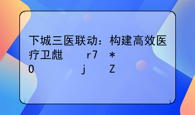 下城三医联动：构建高效医疗卫生服务体系的新篇章