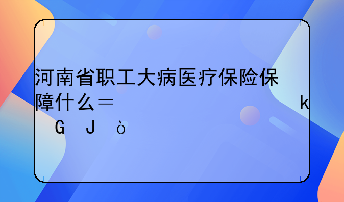 河南省职工大病医疗保险保障什么？一年交多少钱？