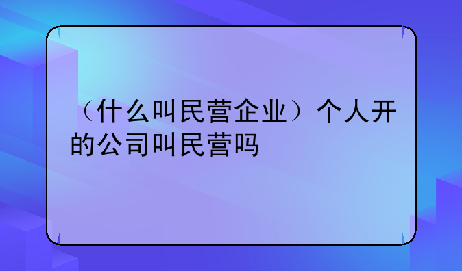 （什么叫民营企业）个人开的公司叫民营吗