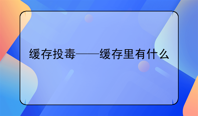 缓存投毒——缓存里有什么