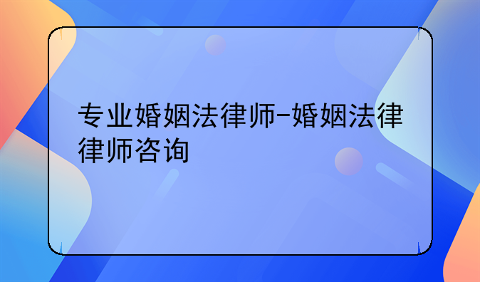 专业婚姻法律师-婚姻法律律师咨询