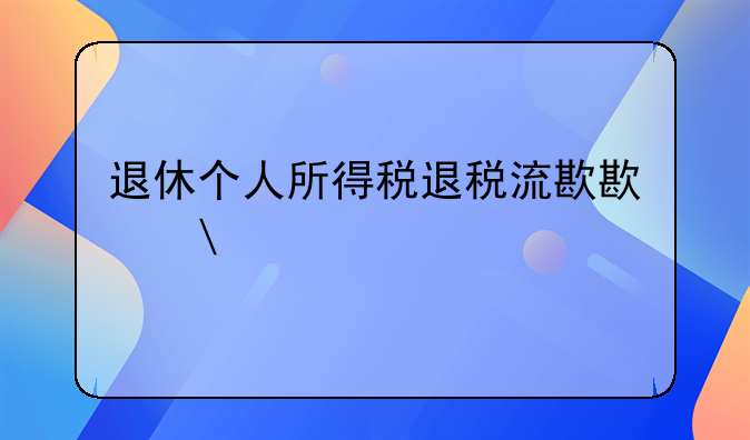 退休个人所得税退税流程